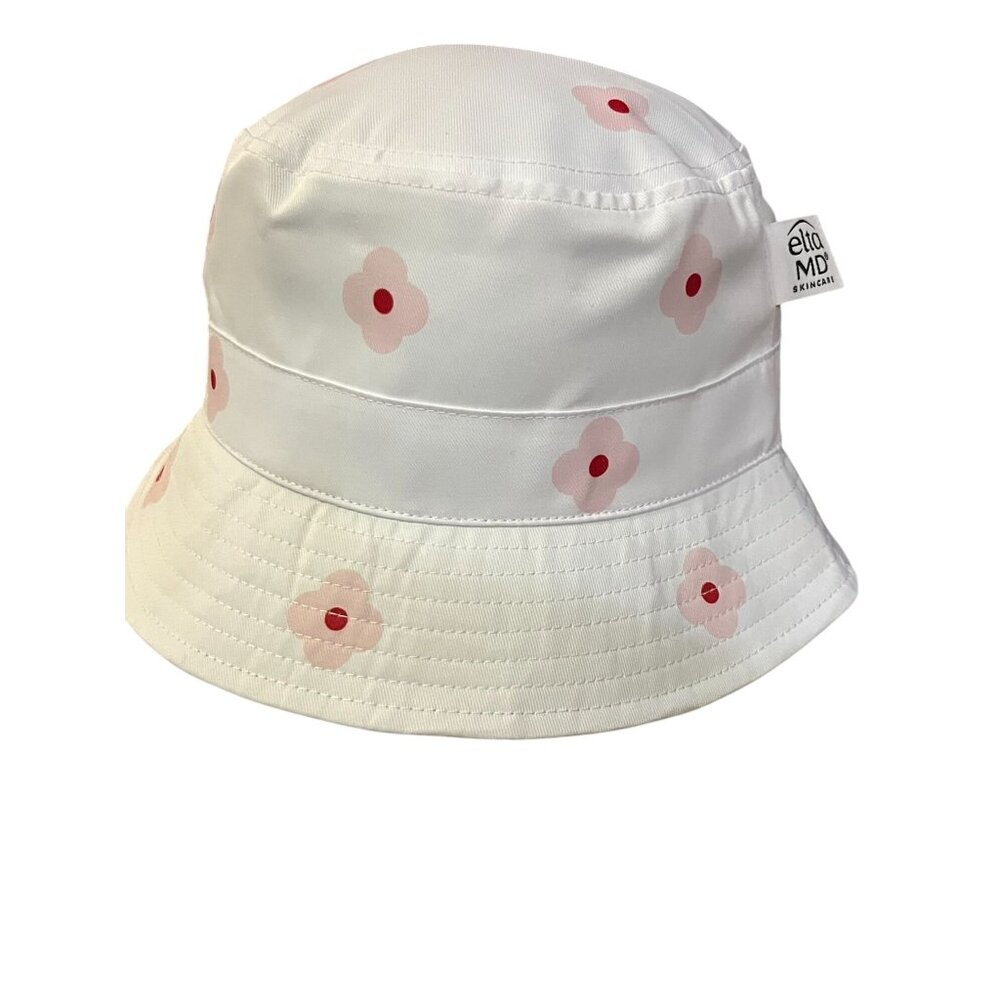 Elta MD Skincare Bucket Hat White Pink Red Floral Print Sun Hat Used - Picture 6 of 9